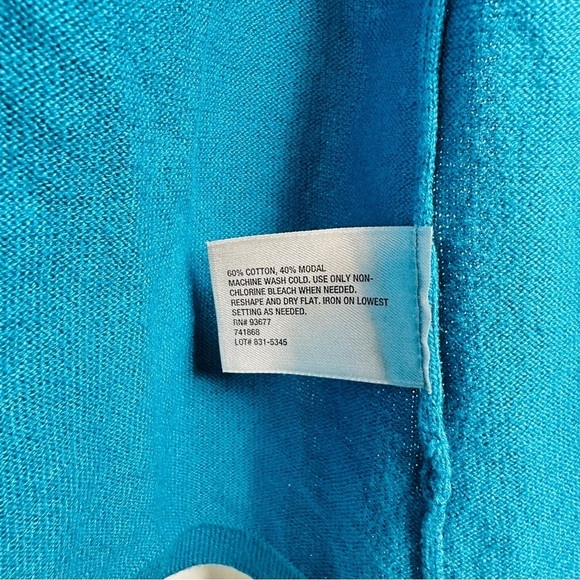 Worthington Women’s Sz Medium Blue Long Sleeve Open Shawl Cardigan Sweater Top - Picture 4 of 4